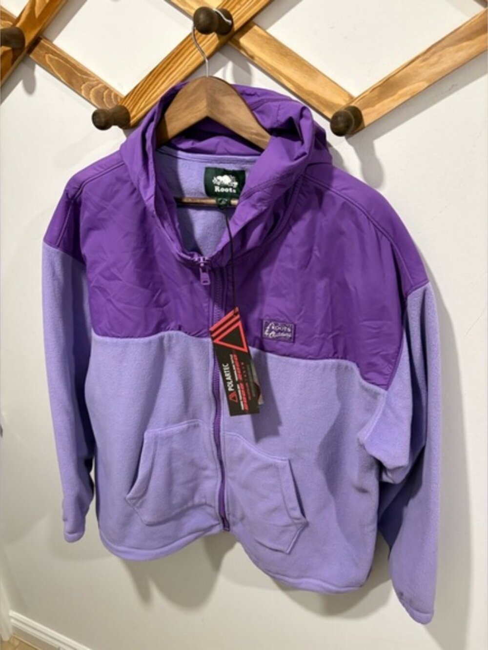 NWT Roots x Polartec Collaboration Two-Tone Purple Fleece Jacket Hoodie - Picture 6 of 10